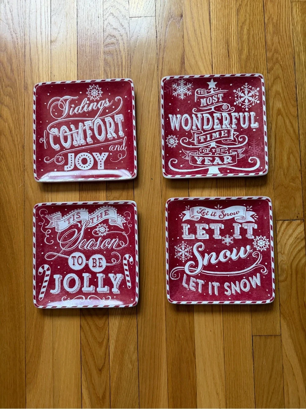 Certified International Set of 4 'Let It Snow' Holiday Dessert Plates